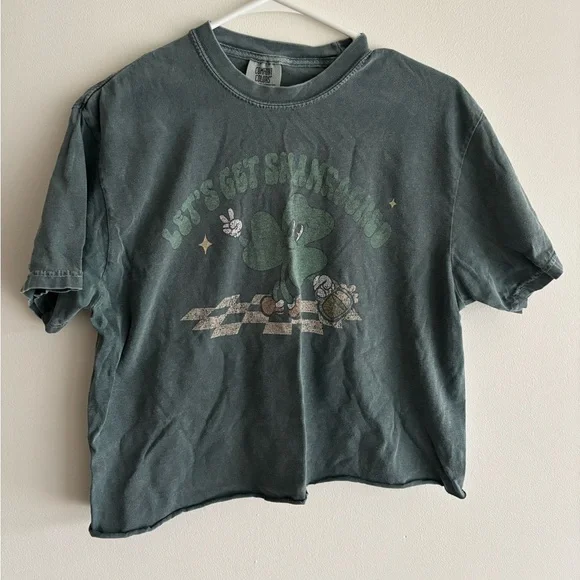 Let’s Get Shamrocked Green Cropped T-Shirt - Size: Medium - Picture 1 of 3